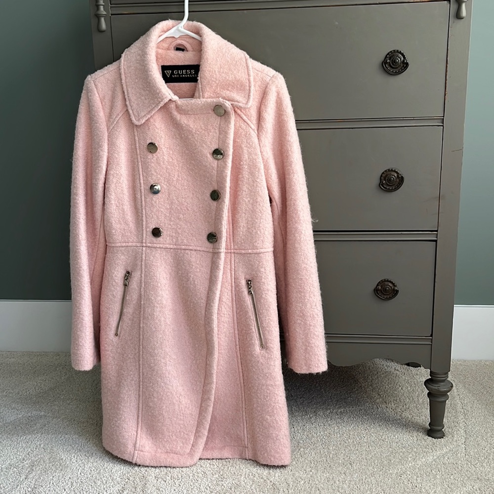 Pale pink Poly/Wool blend coat from Guess.